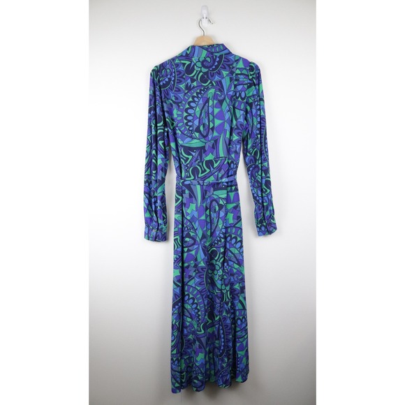 Boden Martha Godet Maxi Shirt Dress 8 Blue Kaleidoscopic Paisley - Picture 3 of 8